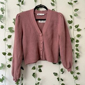 Zara Pink Knit Cardigan sweater